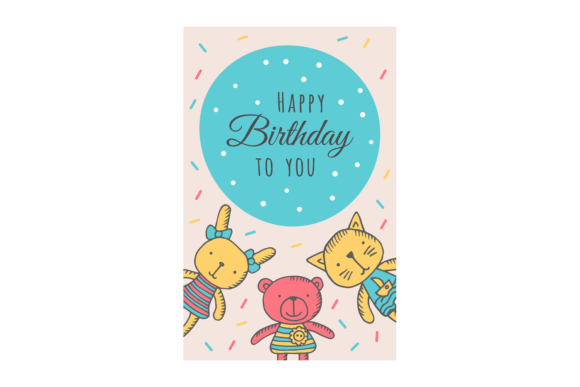 Adorable & Versatile: The Happy Birthday Card with Cute Animal Toy Design
