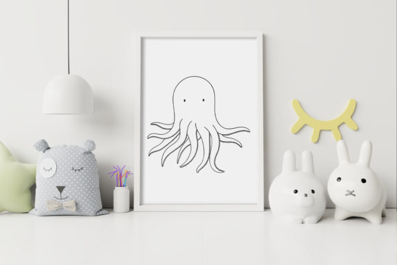 Adorable Wall Art: Cute Squid Animal Clip Art & Hand Drawn Doodles