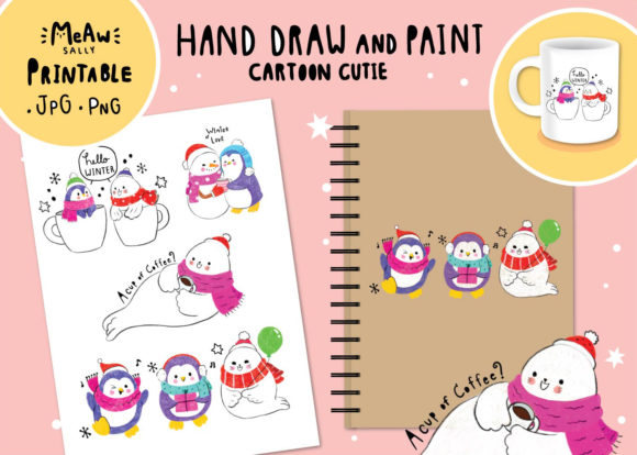 Adorable Winter Designs: Cartoon Cute Animal Printable