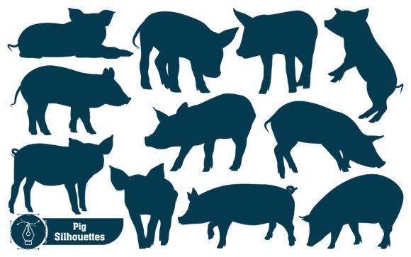 Animal Pig Silhouettes: Vector Art for Every Project
