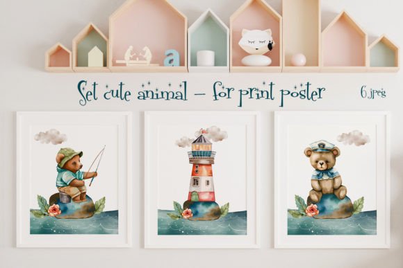Baby Set Cute Animal: Nursery Art for Modern Spaces