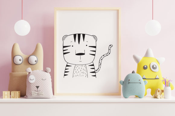 Charming Wall Art: Cute Tiger Animal Clip Art