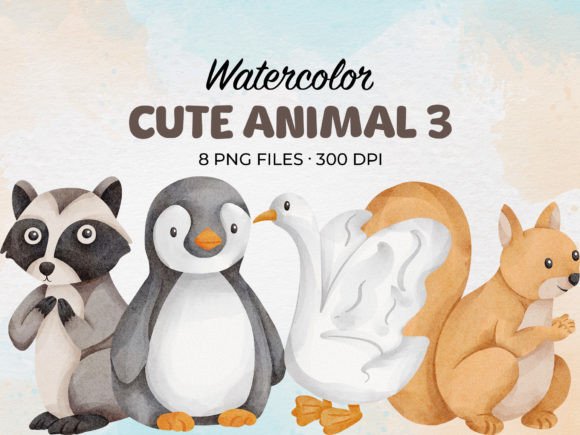 Charming Watercolor Animal Clip Art for Your Projects