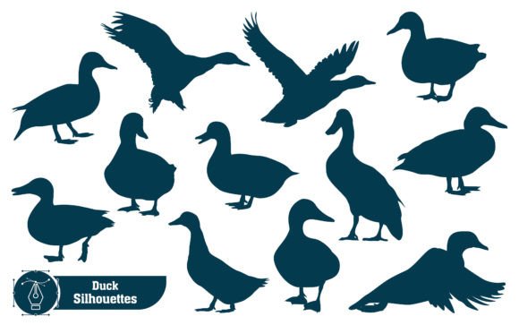 Collection of Animal Duck Silhouette: A Creative Asset