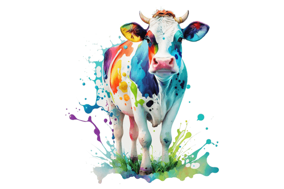 Cow Farm Animal: A Watercolor Sublimation Design for Modern Creators