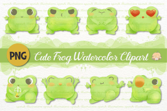 Cute Frog Animal Watercolor Clipart for Creative Projects