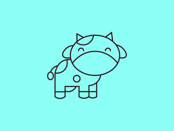 Kawaii Animal Cow Line Background: A Playful Design Asset