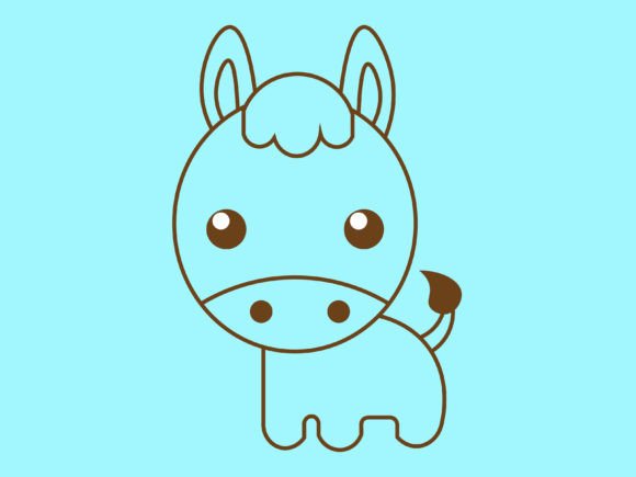 Kawaii Animal Donkey Line Background: A Design Asset for Every Project