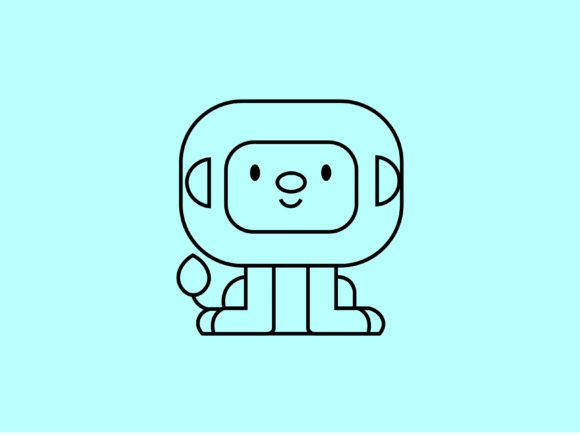 Kawaii Animal Lion Line Background: Playful Design for Modern Projects