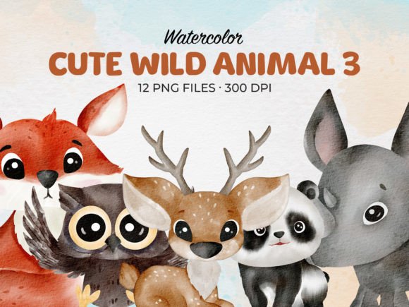 Watercolor Cute Animal Cartoon: A Playful Asset for Your Designs