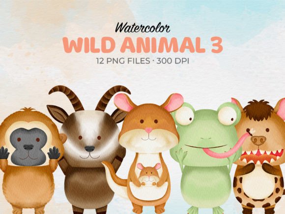 Watercolor Cute Wild Animal 3 Clipart: Your Go-To for Charming Design