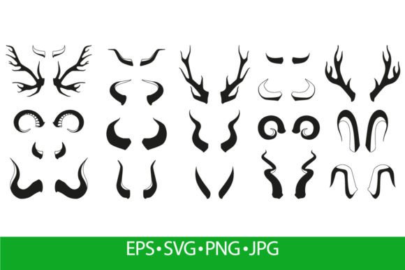 Wildlife Silhouettes: Elevate Your Design with Black Horn Pairs